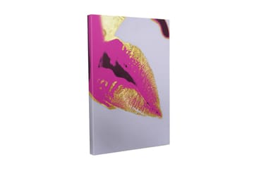 Canvastavla - Färgglad läppavtryck med guldiga detaljer - Rosa / Guld - Inredning - Tavlor & posters - Canvastavla