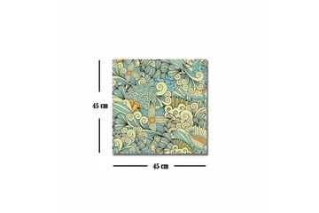 Canvastavla - Färgglad och detaljerad mönsterdesign med blommor och svängda former - Ljusblå / Beige / Orange - Inredning - Tavlor & posters - Canvastavla