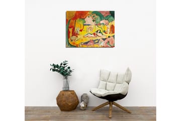 Canvastavla - Färgglad skildring av nakna figurer i en naturscen - Gul / Röd / Grön - Inredning - Tavlor & posters - Canvastavla