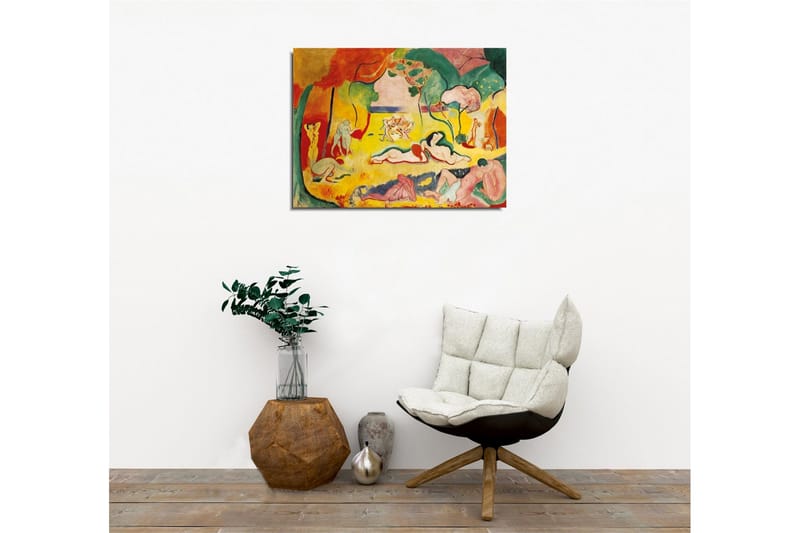 Canvastavla - Färgglad skildring av nakna figurer i en naturscen - Gul / Röd / Grön - Inredning - Tavlor & posters - Canvastavla