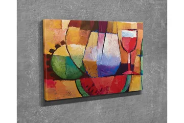 Canvastavla - Färgglad stillhet med glas och frukter - Grön / Röd / Lila - Inredning - Tavlor & posters - Canvastavla