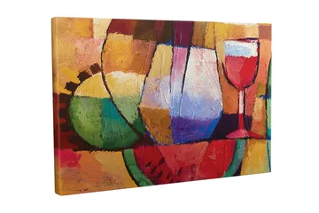Canvastavla - Färgglad stillhet med glas och frukter - Grön / Röd / Lila - Inredning - Tavlor & posters - Canvastavla