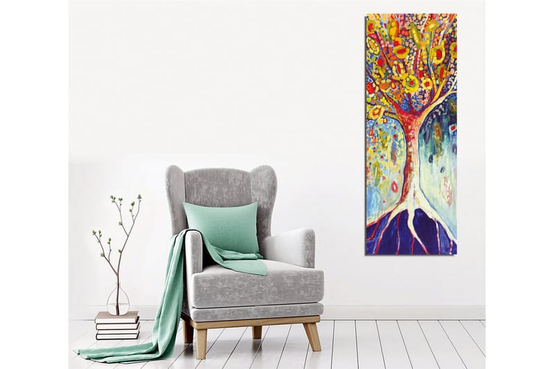 Canvastavla - Färgglad trädkonst med blomstrande grenar - Gul / Röd / Blå - Inredning - Tavlor & posters - Canvastavla