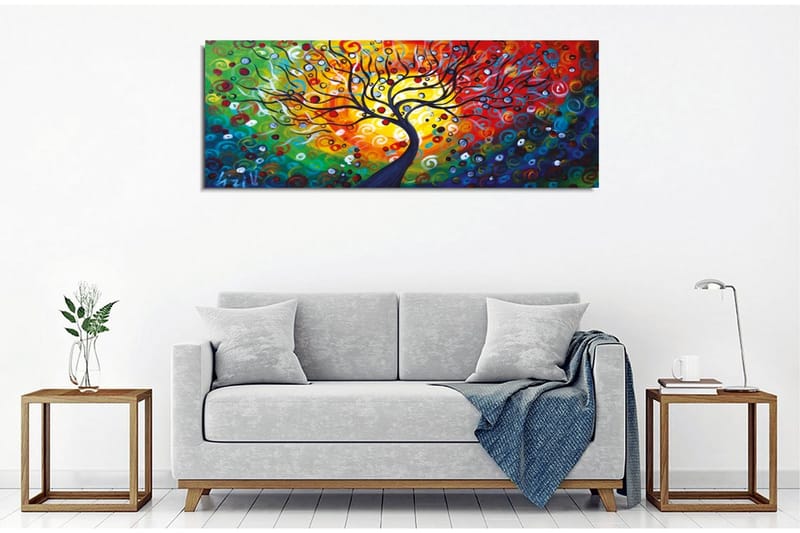 Canvastavla - Färgglad trädkonstellation med spiraler och cirklar - Röd / Grön / Blå - Inredning - Tavlor & posters - Canvastavla