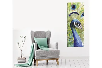 Canvastavla - Färgglad påfågel med utsmyckad fjäderdräkt - Blå / Grön / Svart - Inredning - Tavlor & posters - Canvastavla