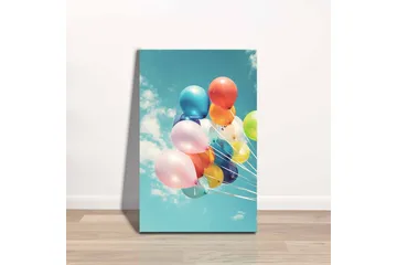 Canvastavla - Färgglada ballonger svävande mot en klar himmel - Blå / Rosa / Gul - Inredning - Tavlor & posters - Canvastavla