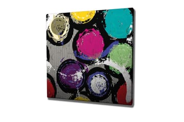 Canvastavla - Färgglada cirklar i en dynamisk komposition - Turkos / Lila / Gul - Inredning - Tavlor & posters - Canvastavla
