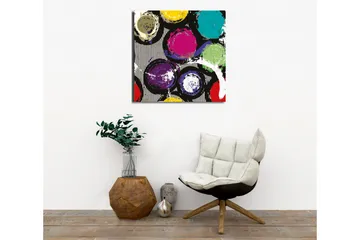 Canvastavla - Färgglada cirklar i en dynamisk komposition - Turkos / Lila / Gul - Inredning - Tavlor & posters - Canvastavla