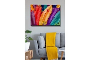 Canvastavla - Färgglada fjädrar i olika nyanser - Röd / Lila / Orange - Inredning - Tavlor & posters - Canvastavla