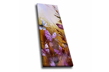 Canvastavla - Färgglada fjärilar i en abstrakt naturmiljö - Lila / Guld / Blå - Inredning - Tavlor & posters - Canvastavla