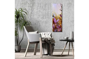 Canvastavla - Färgglada fjärilar i en abstrakt naturmiljö - Lila / Guld / Blå - Inredning - Tavlor & posters - Canvastavla