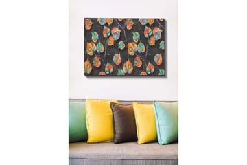 Canvastavla - Färgglada löv i en harmonisk komposition - Grön / Orange / Blå - Inredning - Tavlor & posters - Canvastavla