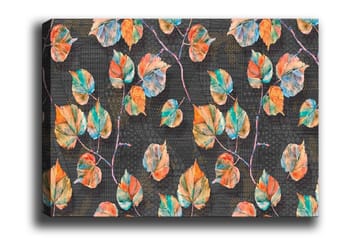 Canvastavla - Färgglada löv i en harmonisk komposition - Grön / Orange / Blå - Inredning - Tavlor & posters - Canvastavla