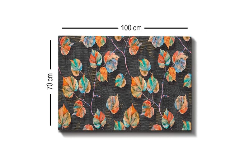 Canvastavla - Färgglada löv i en harmonisk komposition - Grön / Orange / Blå - Inredning - Tavlor & posters - Canvastavla