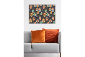 Canvastavla - Färgglada löv mot en mörk bakgrund - Grön / Orange / Blå - Inredning - Tavlor & posters - Canvastavla
