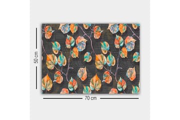 Canvastavla - Färgglada löv mot en mörk bakgrund - Grön / Orange / Blå - Inredning - Tavlor & posters - Canvastavla