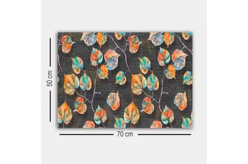 Canvastavla - Färgglada löv mot en mörk bakgrund - Grön / Orange / Blå - Inredning - Tavlor & posters - Canvastavla