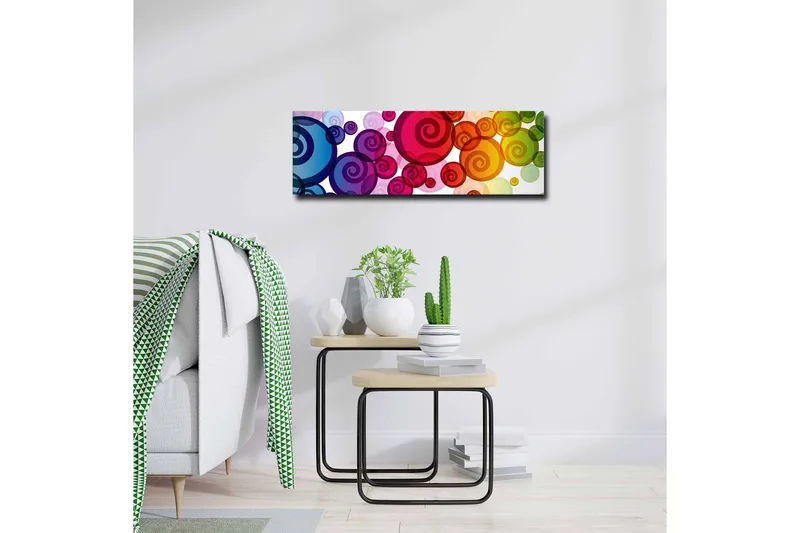 Canvastavla - Färgglada spiraler i olika storlekar - Röd / Grön / Blå - Inredning - Tavlor & posters - Canvastavla
