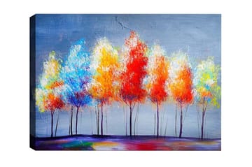 Canvastavla - Färgglada träd i höstskrud - Röd / Orange / Blå - Inredning - Tavlor & posters - Canvastavla