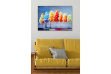 Canvastavla - Färgglada träd i höstskrud - Röd / Orange / Blå - Inredning - Tavlor & posters - Canvastavla