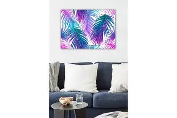 Canvastavla - Färgglada palmblad i en livlig komposition - Lila / Turkos / Blå - Inredning - Tavlor & posters - Canvastavla