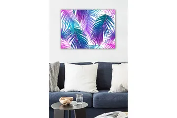 Canvastavla - Färgglada palmblad i en livlig komposition - Lila / Turkos / Blå - Inredning - Tavlor & posters - Canvastavla