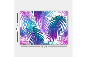 Canvastavla - Färgglada palmblad i en livlig komposition - Lila / Turkos / Blå - Inredning - Tavlor & posters - Canvastavla
