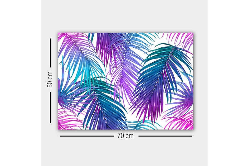 Canvastavla - Färgglada palmblad i en livlig komposition - Lila / Turkos / Blå - Inredning - Tavlor & posters - Canvastavla