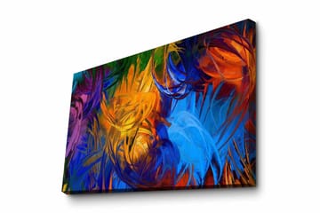 Canvastavla - Färgrik abstrakt komposition med svajande former - Blå / Orange / Grön - Inredning - Tavlor & posters - Canvastavla