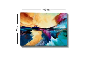 Canvastavla - Färgrik abstrakt landskapskomposition med himmel och vattenreflektioner - Orange / Blå / Lila - Inredning - Tavlor & posters - Canvastavla