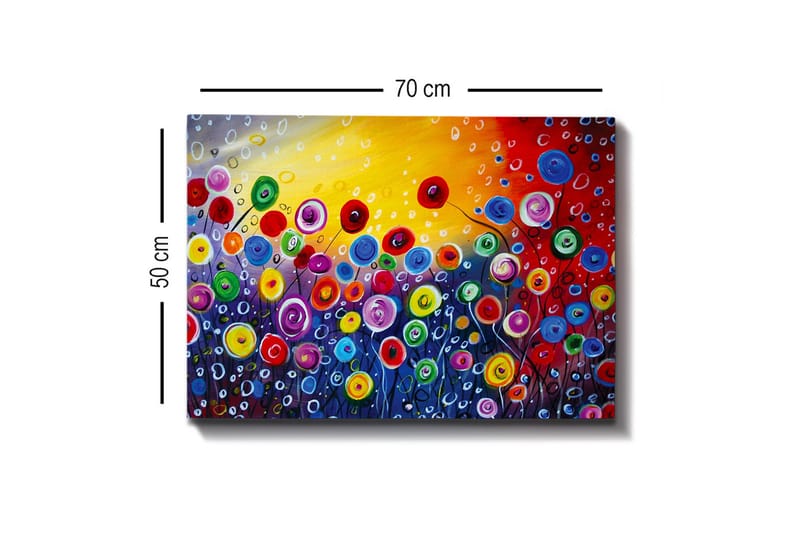 Canvastavla - Färgrik blomsteräng med spirande blommor - Röd / Grön / Blå - Inredning - Tavlor & posters - Canvastavla