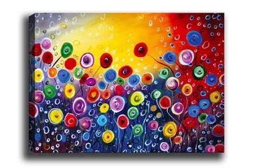 Canvastavla - Färgrik blomsteräng med spirande blommor - Röd / Grön / Blå - Inredning - Tavlor & posters - Canvastavla