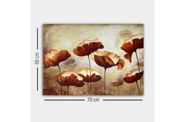 Canvastavla - Färgrik blomsteräng med stora, öppna blommor - Mörkröd / Orange / Beige - Inredning - Tavlor & posters - Canvastavla