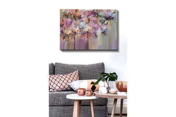 Canvastavla - Färgrik blomsterkomposition med abstrakta former - Lila / Rosa / Beige - Inredning - Tavlor & posters - Canvastavla