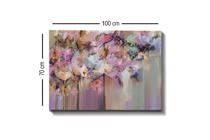 Canvastavla - Färgrik blomsterkomposition med abstrakta former - Lila / Rosa / Beige - Inredning - Tavlor & posters - Canvastavla