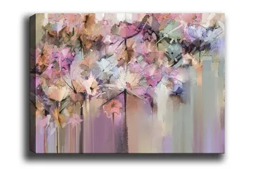 Canvastavla - Färgrik blomsterkomposition med abstrakta former - Lila / Rosa / Beige - Inredning - Tavlor & posters - Canvastavla