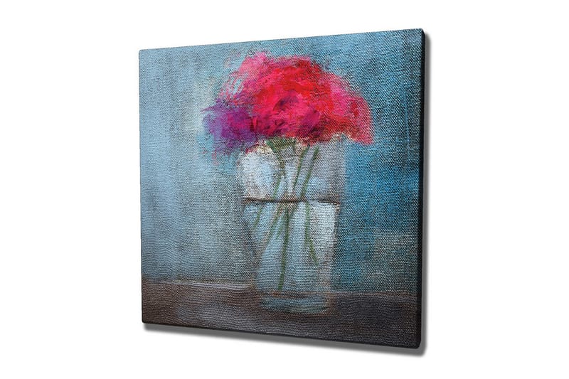 Canvastavla - Färgrik bukett av blommor i en glasvas - Röd / Blå / Grön - Inredning - Tavlor & posters - Canvastavla
