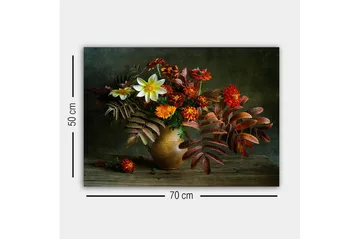 Canvastavla - Färgrik bukett av blommor i en keramikvas - Röd / Orange / Grön - Inredning - Tavlor & posters - Canvastavla