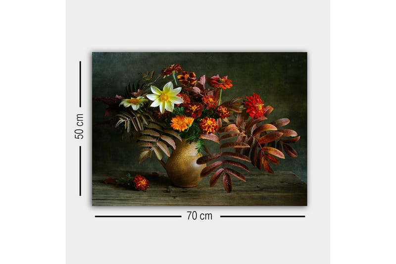 Canvastavla - Färgrik bukett av blommor i en keramikvas - Röd / Orange / Grön - Inredning - Tavlor & posters - Canvastavla