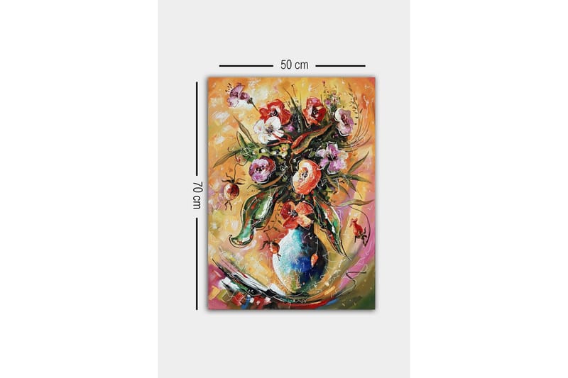 Canvastavla - Färgrik bukett av blommor i en vas - Grön / Rosa / Orange - Inredning - Tavlor & posters - Canvastavla