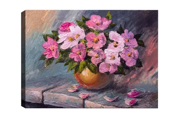 Canvastavla - Färgrik bukett av blommor i en vas - Rosa / Grön / Beige - Inredning - Tavlor & posters - Canvastavla