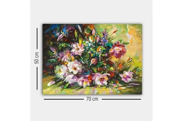 Canvastavla - Färgrik bukett av blommor i livfulla nyanser - Lila / Grön / Gul - Inredning - Tavlor & posters - Canvastavla