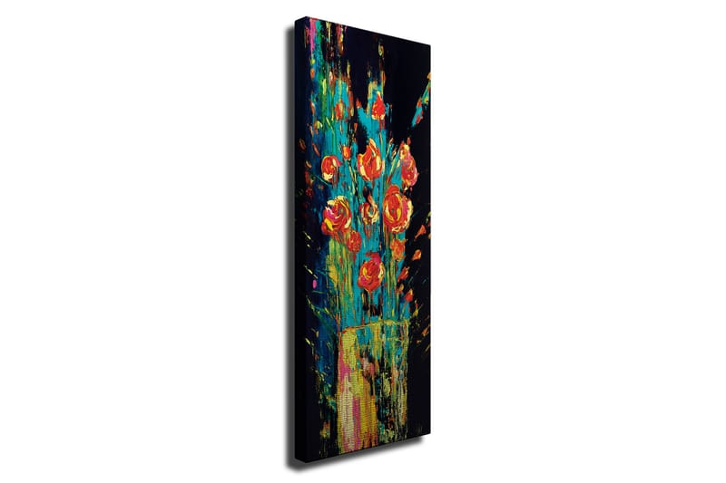 Canvastavla - Färgrik bukett av rosor i en vas, Röd / Grön / Gul