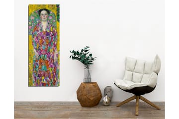 Canvastavla - Färgrik kvinna i blommig klänning omgiven av en grön bakgrund - Gul / Grön / Rosa - Inredning - Tavlor & posters - Canvastavla