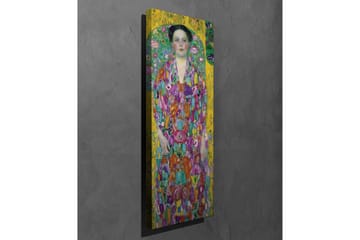 Canvastavla - Färgrik kvinna i blommig klänning omgiven av en grön bakgrund - Gul / Grön / Rosa - Inredning - Tavlor & posters - Canvastavla