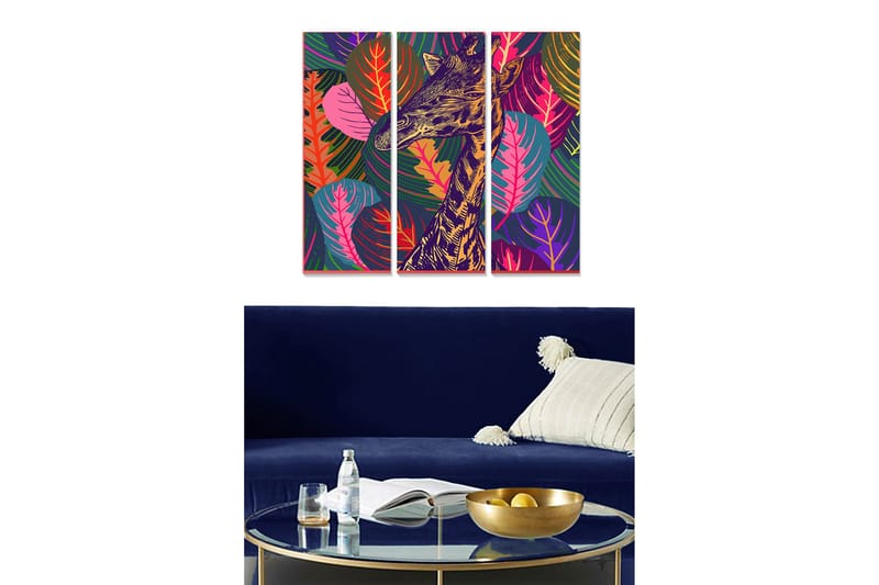 Canvastavla Floral 3-pack Flerfärgad, 20x50 cm