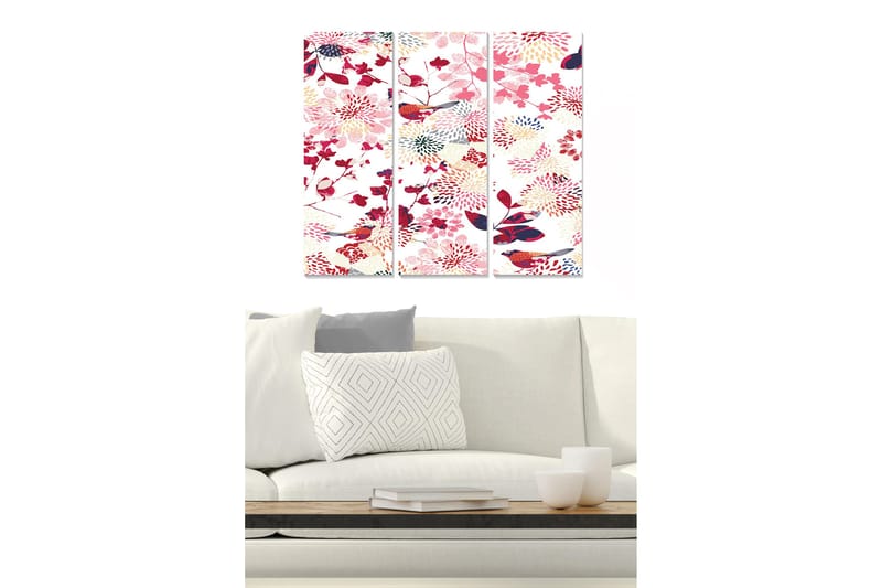 Canvastavla Floral 3-pack Flerfärgad, 20x50 cm