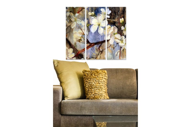 Canvastavla Floral 3-pack Flerfärgad, 20x50 cm