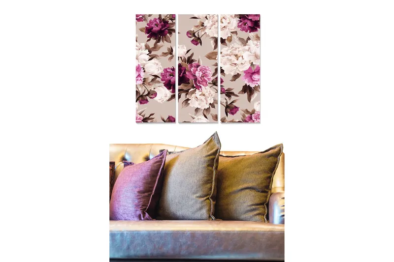 Canvastavla Floral 3-pack Flerfärgad, 20x50 cm