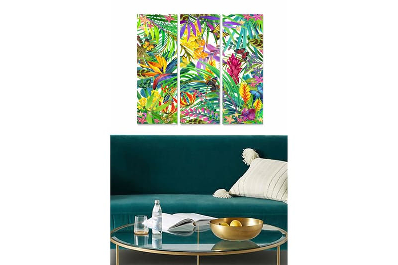 Canvastavla Floral 3-pack Flerfärgad - 20x50 cm - Inredning - Tavlor & posters - Canvastavla